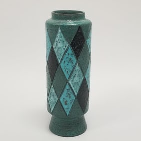Large Bitossi Harlequin blue vase- 14 1/2"H