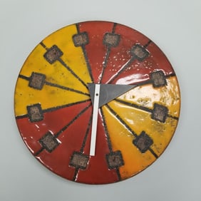 George Nelson Bitossi ceramic Meridan wall clock- 14" diameter 2 3/4" deep