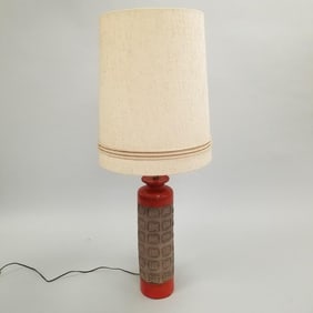Aldo Londi for Bitossi large orange table lamp- 33 3/4"H base to socket