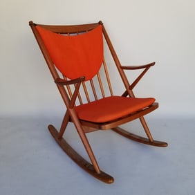 Frank Reenskaug teak rocking chair- (straps- as seen) 34"H 26 1/2"W 32"D