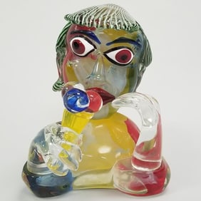 Walter Furlan for Murano glass figural sculpture signed "Omaggio a Picasso"- 13 1/2"H 10 1/2"W 12"D