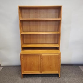 Hans Wegner for Ry Mobler oak 2 piece bookcase with lower sliding doors- 71"H 39 5/16"W 19 3/16"D