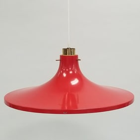 Hans-Agne Jakobsson A/B Markaryd Sweden mid-century hanging light- labeled- 10"H 23 1/2"D shade only