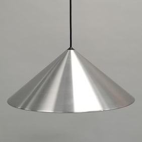 Jo Hammerborg for Fog & Morup Denmark brushed aluminum hanging fixture- 8"H 18"D shade only