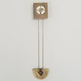 Unique mid-century hanging small clock with bird motif (not working) 19 3/4"H 4"W