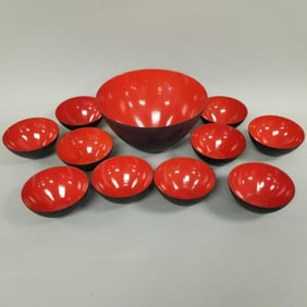 Herbert Krenchel Krenit set of 11 enameled bowls-1 5 1/2"H 9 5/8"W & 10- 2 1/4"H 4 15/16"W