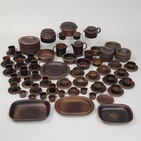 Large group of Arabia Finland Ruska dinnerware