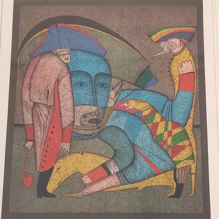 Mihail Chemiakin framed pencil signed & numbered 100/300 lithograph "Peasants" with COA- 32 1/2"H 27 (1 of 11)