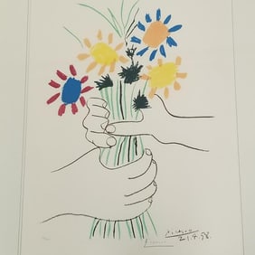 Pablo Picasso framed pencil signed & numbered 168/200 lithograph "Bouquet of Peace" (frame as seen)