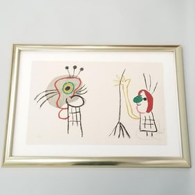 Joan Miro framed pencil signed & numbed V/XX lithograph "Le' Enfance d' Ubu" plate 1019- approx.