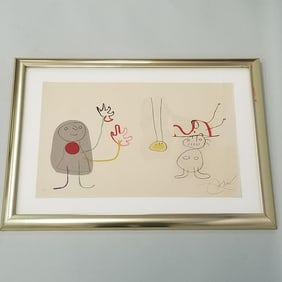 Joan Miro framed pencil signed & numbered V/XX lithograph "Le' Enfance d' Ubu" plate 1017- approx.