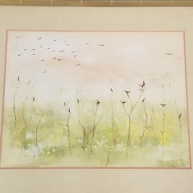 Edna Imm framed pencil signed original artwork on paper- 25 1/4"H 30 1/4"W