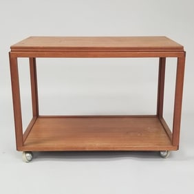 Aksel Kjersgaard (attribution) teak flip top tea cart ( some staining) 24 1/4"H 33 1/2"W 19 3/4"D