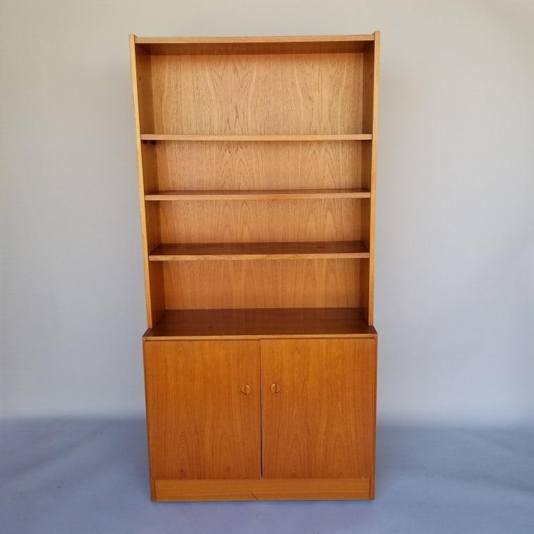 Teak 2 piece Belgium bookcase with lower doors- approx. 72"H 36"W 16"D: Teak 2 piece Belgium bookcase with lower doors- approx. 72"H 36"W 16"D