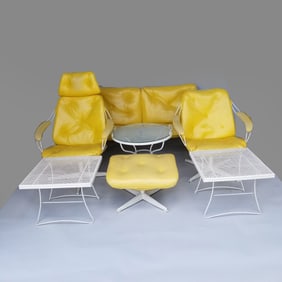 7 piece Homecrest patio set incl settee, 2 chairs, ottoman & 3 tables