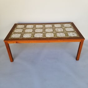 Danish teak coffee table with tiles- 20 1/8"H 53"W 29"H