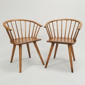 Pair Russel Wright for Conant Ball armchairs- 29"H 23 1/2"W 21"D