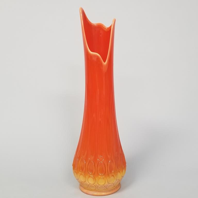 L.E. Smith Bittersweet swung glass vase- 22"H 6 1/2"D: L.E. Smith Bittersweet swung glass vase- 22"H 6 1/2"D
