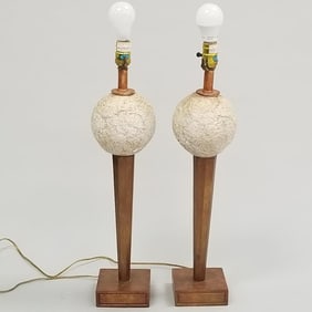 Pair of mid-century table lamps- 24 1/2"H 5"W 5"D