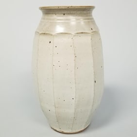 Warren Mackenzie tall faceted vase not stamped- 13 1/2"H 7 1/2"D