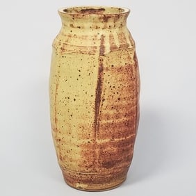 Warren Mackenzie tall faceted vase not stamped- 13 1/2"H 6 1/2"D