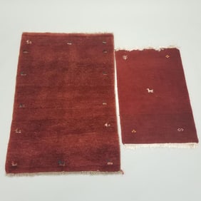 2 Gebbah wool small rugs with animal motif- 54"H 34"W & 38"H 24"W