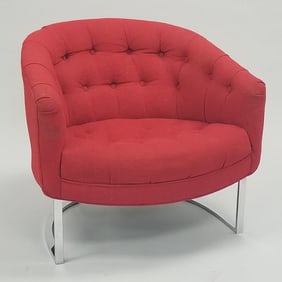 Mid-century Milo Baughman style tufted upholstered chair- 26"H 30"W 29"D