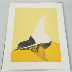 Gilou Brillant framed pencil signed & numbered 64/99 lithograph with embossed detail- 37 5/8"H 29