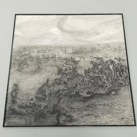 Olexander Kaniuka framed original artwork on board 38 1/4"H 38 1/4"W