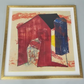 Nick Lamia, attribution, framed pencil signed artwork- 40"H 39 1/2"W