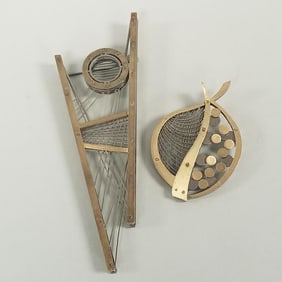 2 E. Douglas Wunder mixed metal artisan brooches: 4 3/4" longest