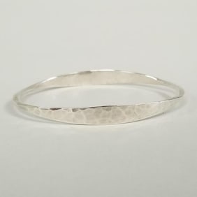 Modernist Ed Levin sterling silver bangle bracelet 9g, 7 1/2" interior circumference, 1/4" @ widest