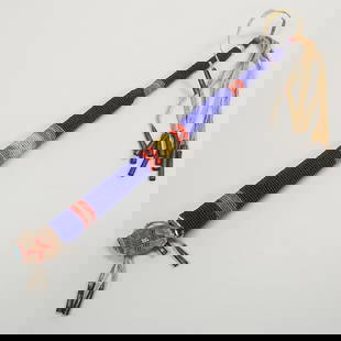 Old Native American beaded awl case w/ tinkle cones- 18"L: Old Native American beaded awl case w/ tinkle cones- 18"L