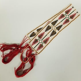 Vintage Native American beaded sash- 45" total length, 4 1/2"W