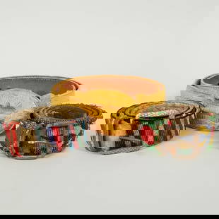 3 belts: two beaded Native American style & one crocodile belt- 44" longest: 3 belts: two beaded Native American style & one crocodile belt- 44" longest