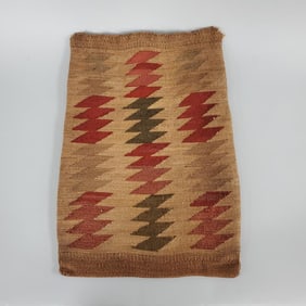 Antique North American Plateau corn husk bag w/ wool yarn accents- 19 1/2" x 14 1/4" (as seen, hole,