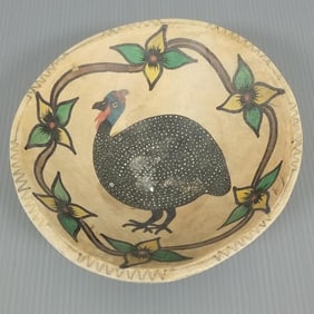 African Guinea decorated gourd bowl- 3"H, 8 1/2" diameter