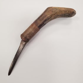 Antique crooked knife signed R.B.- 8 1/4"L total