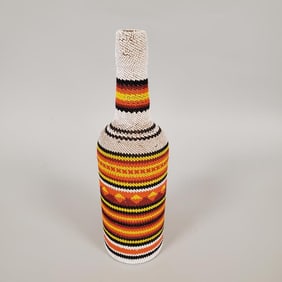 Vintage Navajo beaded bottle- 11 1/2"H 3 1/4" diameter