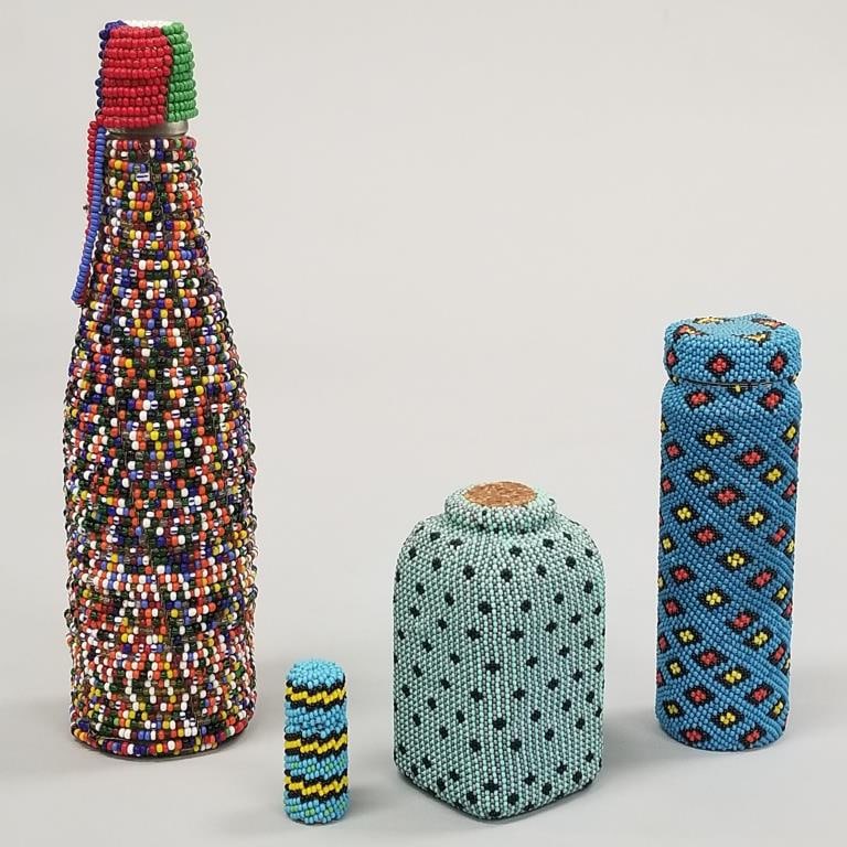 4 asst beaded bottles: largest 10 1/2"H 2 3/4"W (1 of 15)