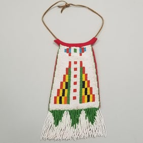 Native American beaded neck piece- 11 1/2" x 5 1/4"