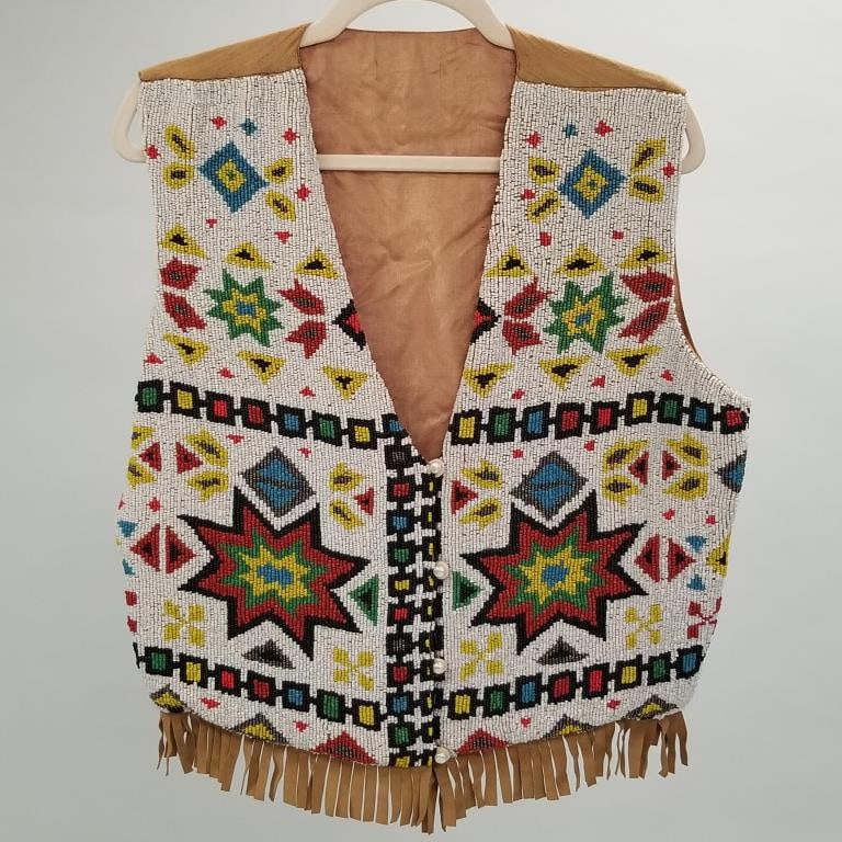 Vintage beaded vest- 19" chest 22"L (minor bead loss) (1 of 10)