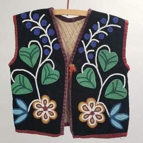 Old Native American beaded child's vest- 15" chest 16"L