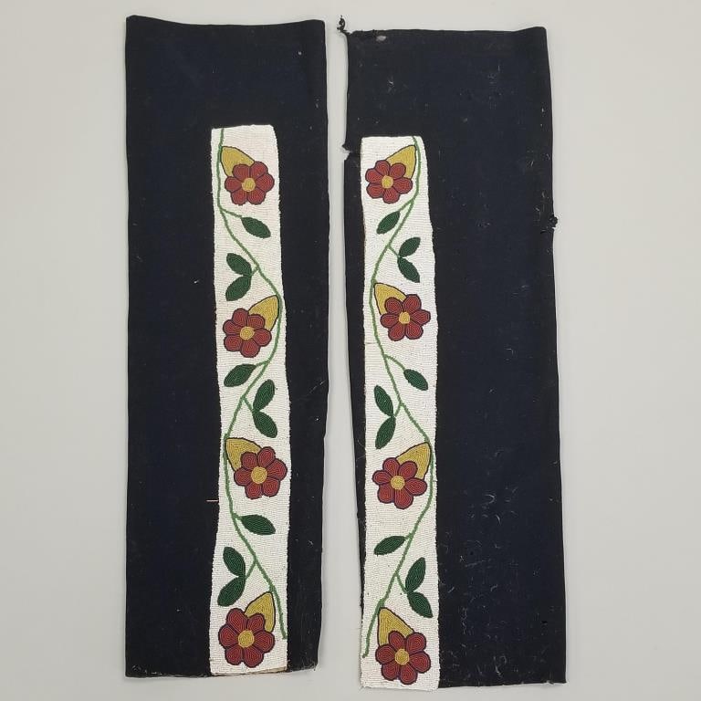 Old Native American beaded cloth leggings approx. 31 1/2"L x 10"W O.D.(as is- moth damage) (1 of 11)