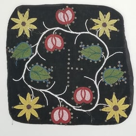 Old Native American beaded velvet apron panel approx. 15" x 15" (some bead losses)