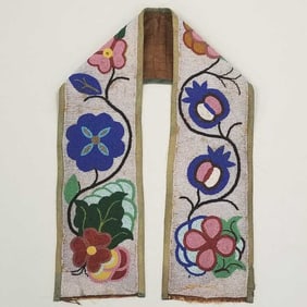 Old Native American beaded bandolier shoulder strap- 47" x 6 1/2" (some bead losses)