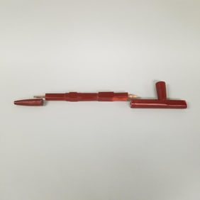 3 section carved catlinite pipe: bowl, stem & mouthpiece- approx. 23 3/4" x 4"overall length at