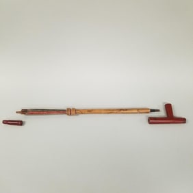 3 section catlinite & carved wood pipe- approx 31 3/4" overall length; 3 5/8" at widest part (small