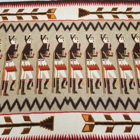 Handwoven Yei figural rug- 84" x 51 1/2"