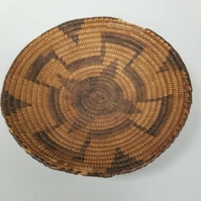 Old Southwest Pima style woven coil basket- 2"H 9" 2"H 9"D (some edge loss)